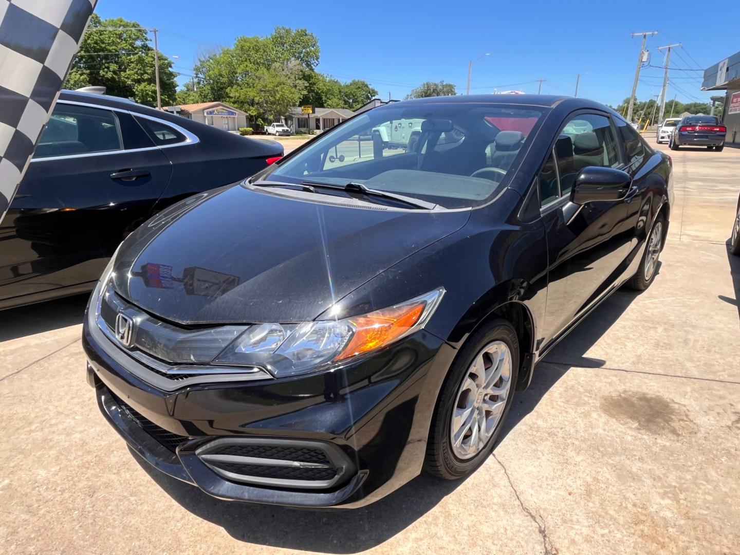 2014 BLACK HONDA CIVIC LX LX Coupe CVT (2HGFG3B57EH) with an 2.3L L4 SOHC 16V engine, Continuously Variable Transmission transmission, located at 8101 E. Skelly Dr., Tulsa, OK, 74129, (918) 592-3593, 36.121891, -95.888802 - Photo#0